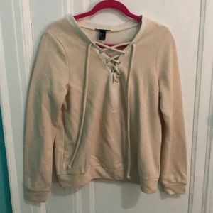 Tan Lace-up Pullover- Size Small